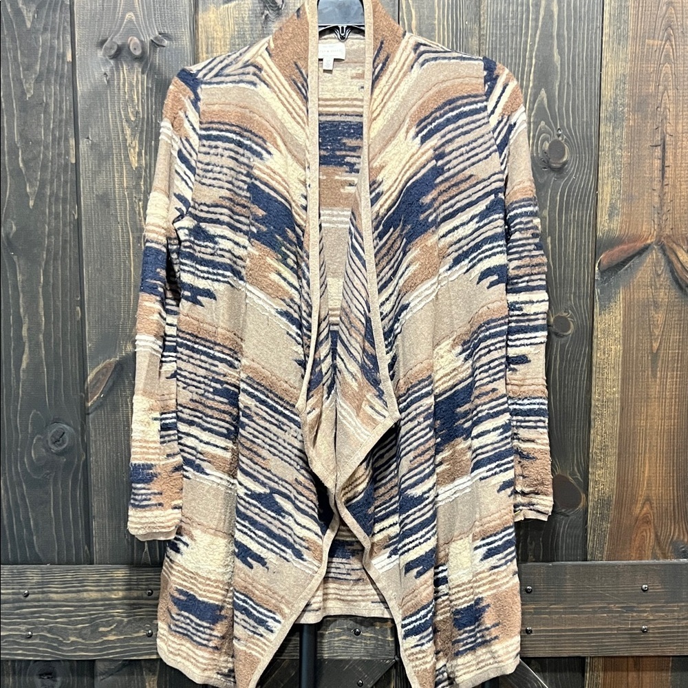 Lucky Brand Brown Blue Aztec Cardigan S Relaxed Layering Cozy Earth Tone